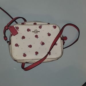 COACH Ladybug mini camera bag cross body purse red and white leather